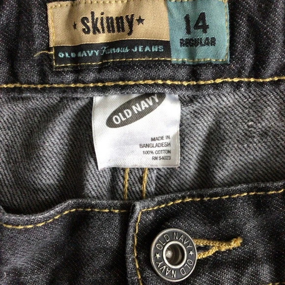 Old Navy Dark Gray Distressed Skinny Adjustable Waist Jeans - Size 14 - Picture 7 of 9